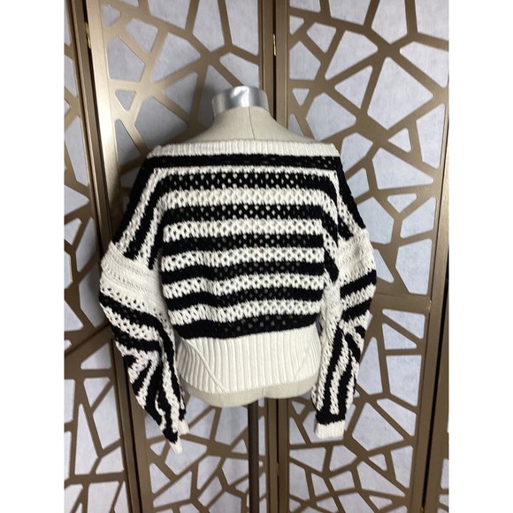 ZARA Striped croppe Chunky Knit Sweater Crochet Long Sleeve Limited Edition M L - Picture 6 of 11